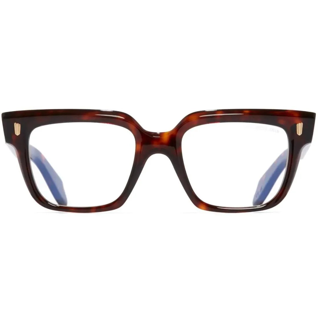 Tortoiseshell eyeglasses on a white background
