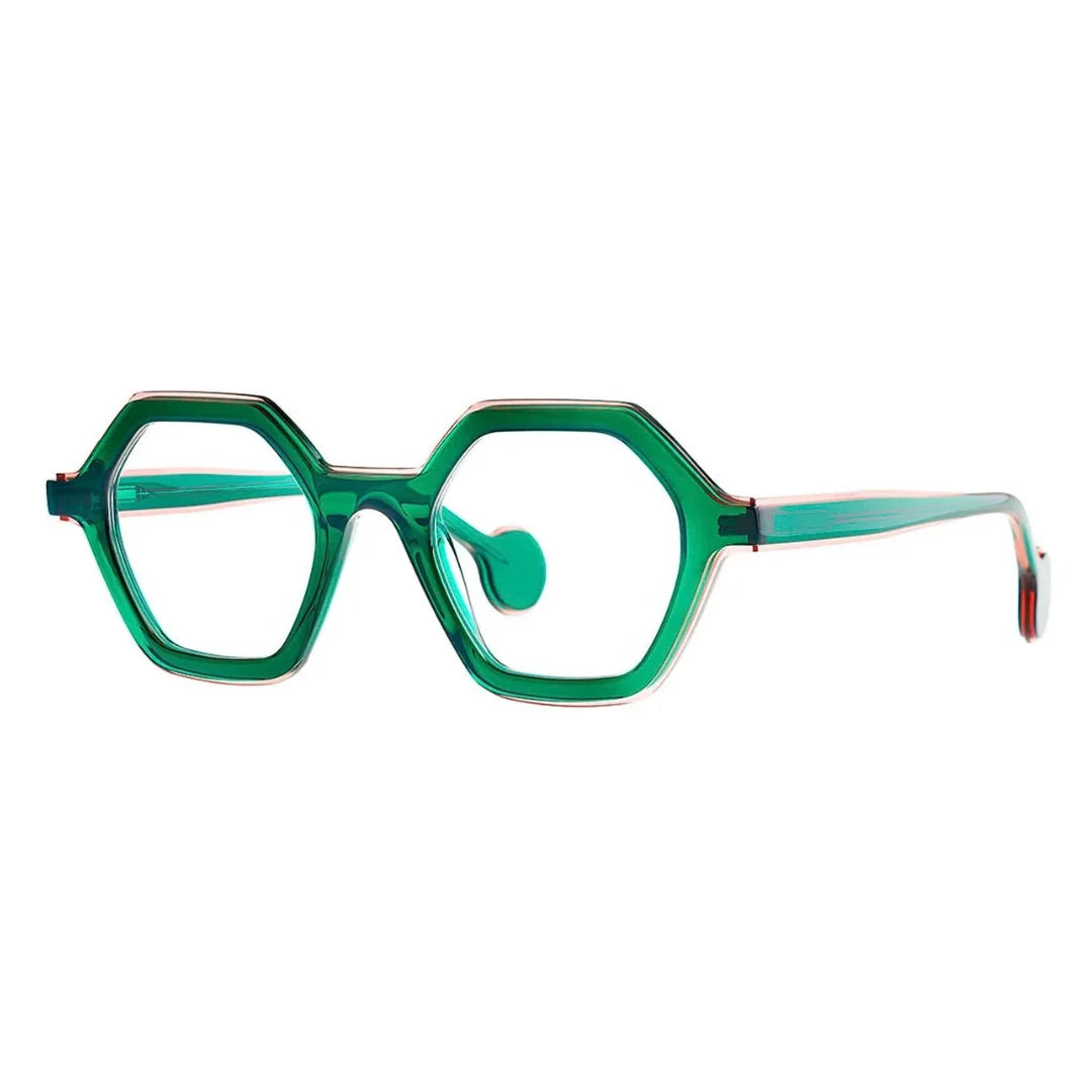 Hexagon emerald frame with dual tones.