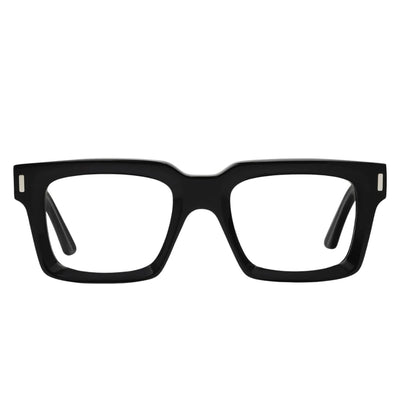 Black eyeglasses on a white background