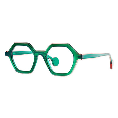Hexagon emerald frame with dual tones.