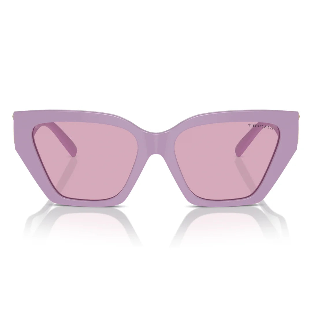 Purple sunglasses for women with light lavender lenses.