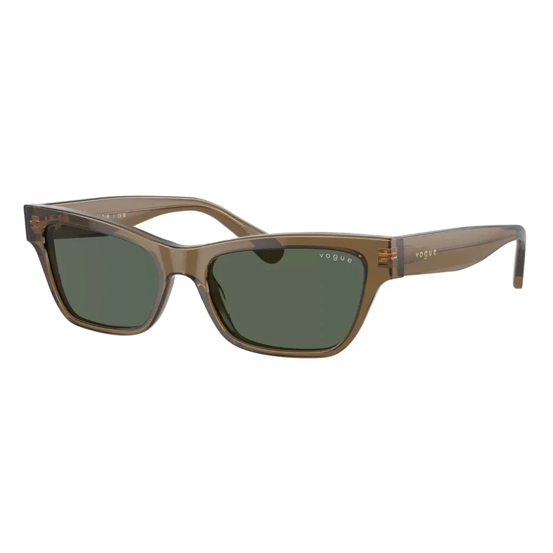 Brown frame with green lenses