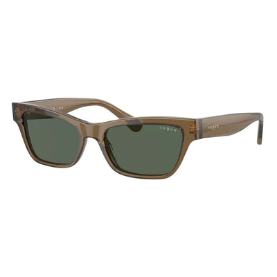 Brown frame with green lenses