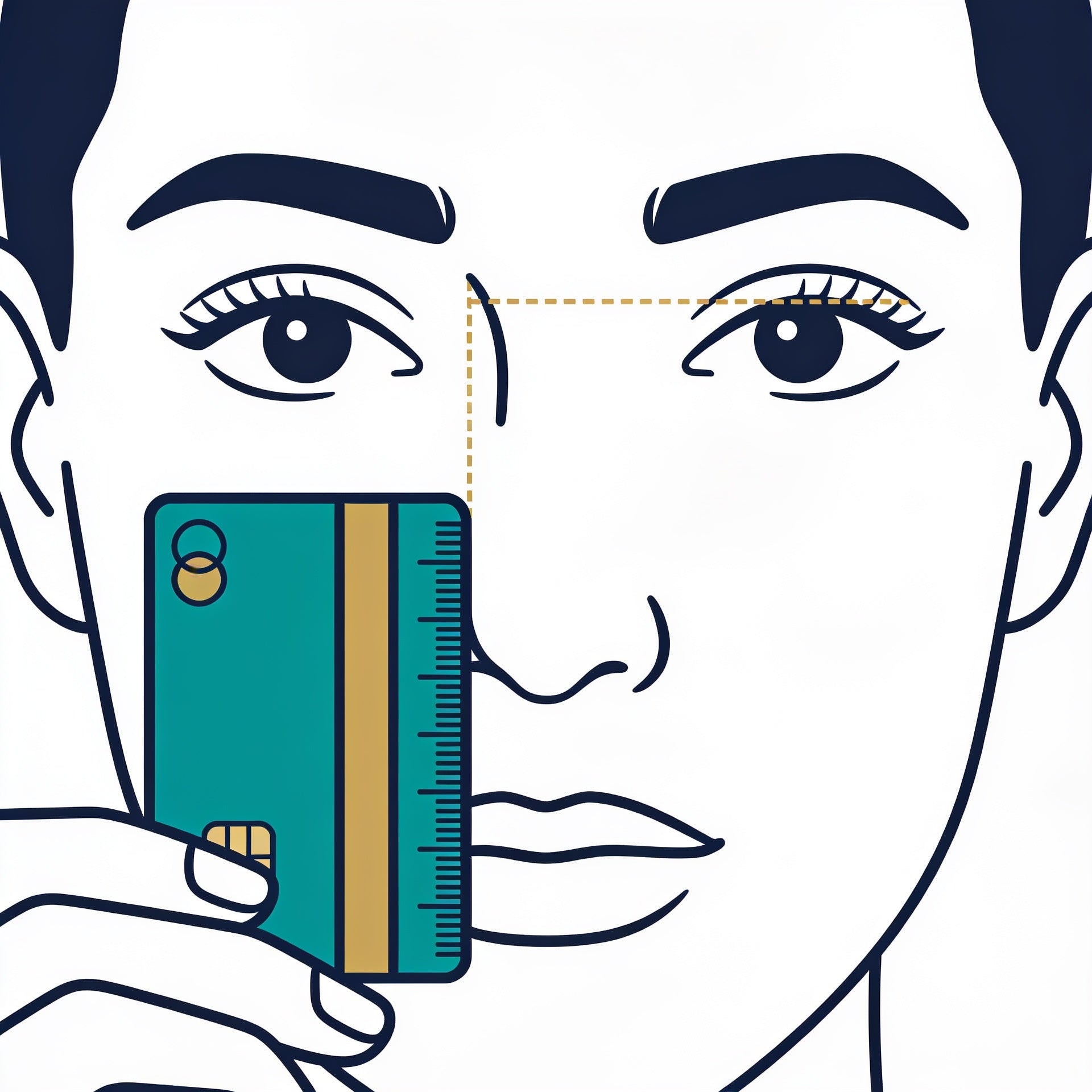 Card positioned against the nose reaching toward the eye